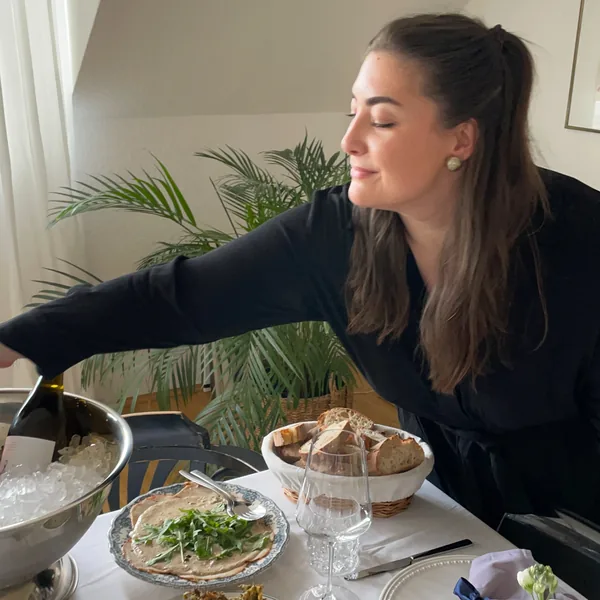 Kimberly setting the table
