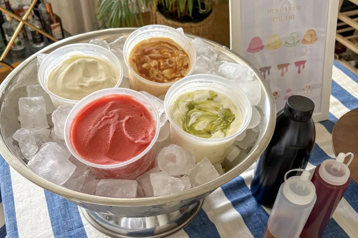Homemade ice cream in cones