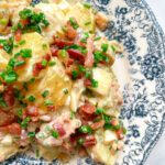 Potato Salad with Eggs Bacon Pickles & Caramalized Onions