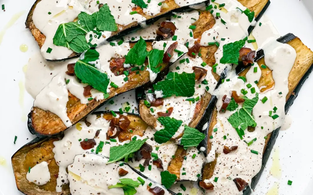 Roasted Eggplant with Tahini Yogurt Sauce