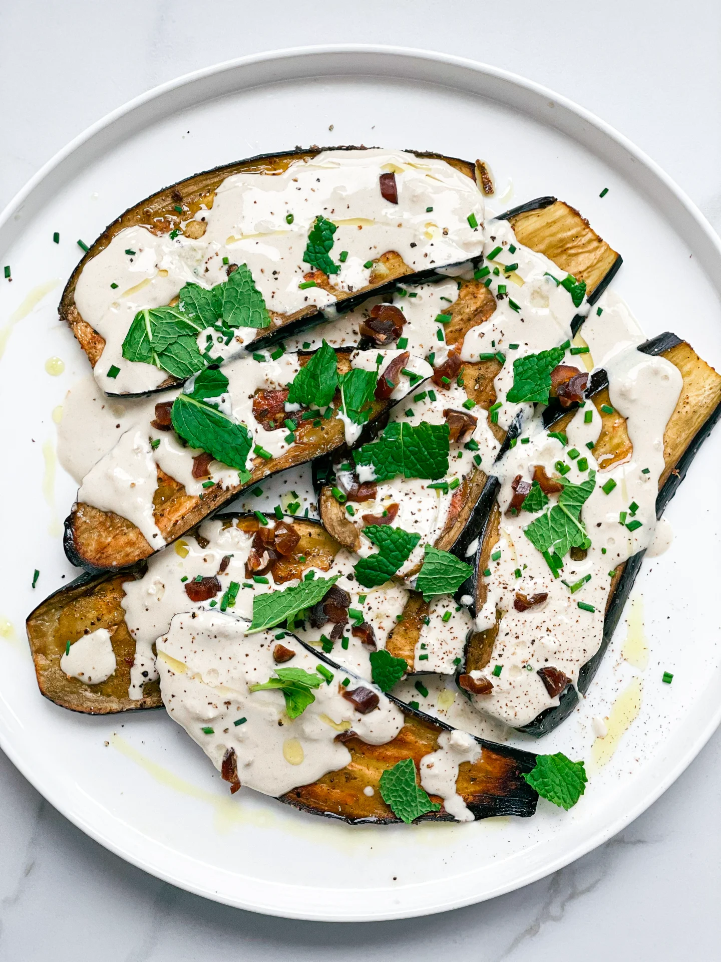 Roasted Eggplant with Tahini Yogurt Sauce