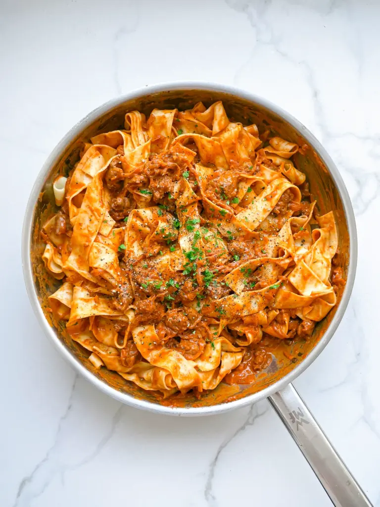 Creamy Sausage & Caramalized Onion Pasta with Salsiccia