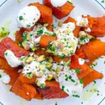Roasted Pumpkin with Garlic Yogurt Sauce & Pistachios