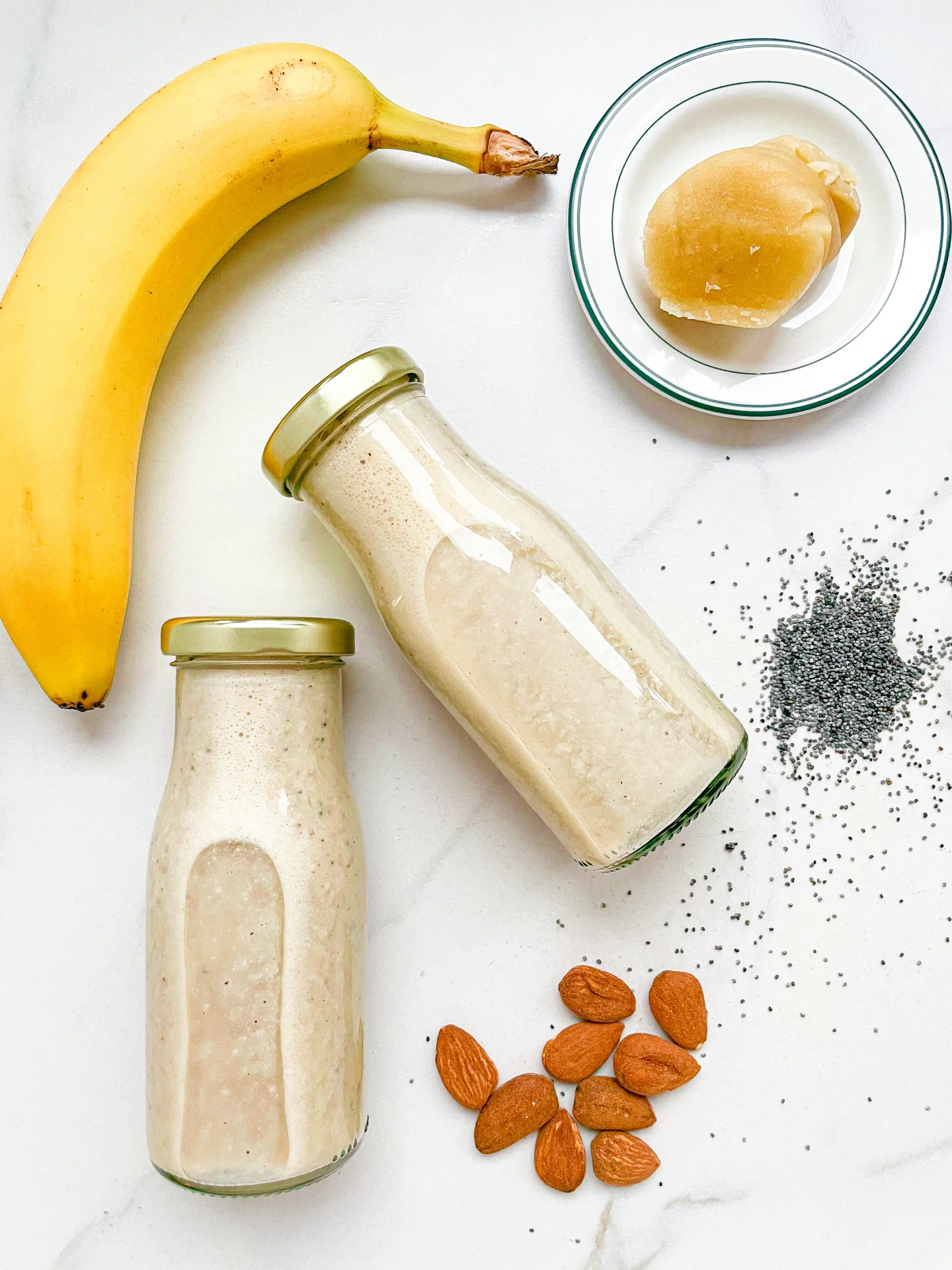 Banana Bliss Smoothie with Poppy Seeds Marzipan & Almond Butter