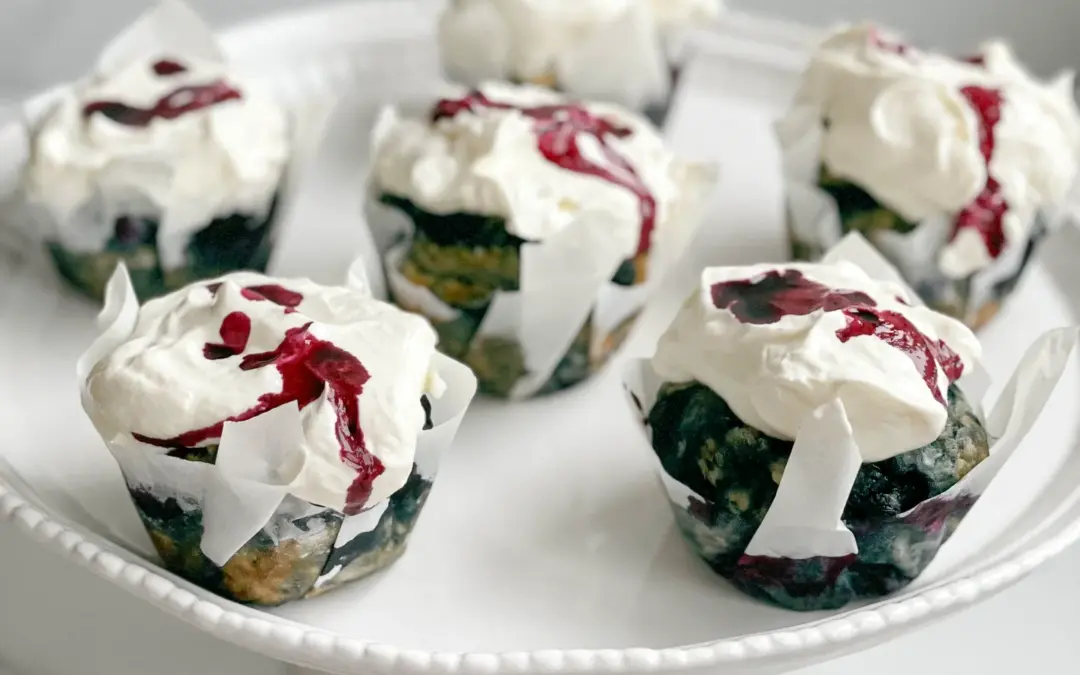 Light & Flavorful Blueberry Banana Cupcakes with Cream Cheese Frosting