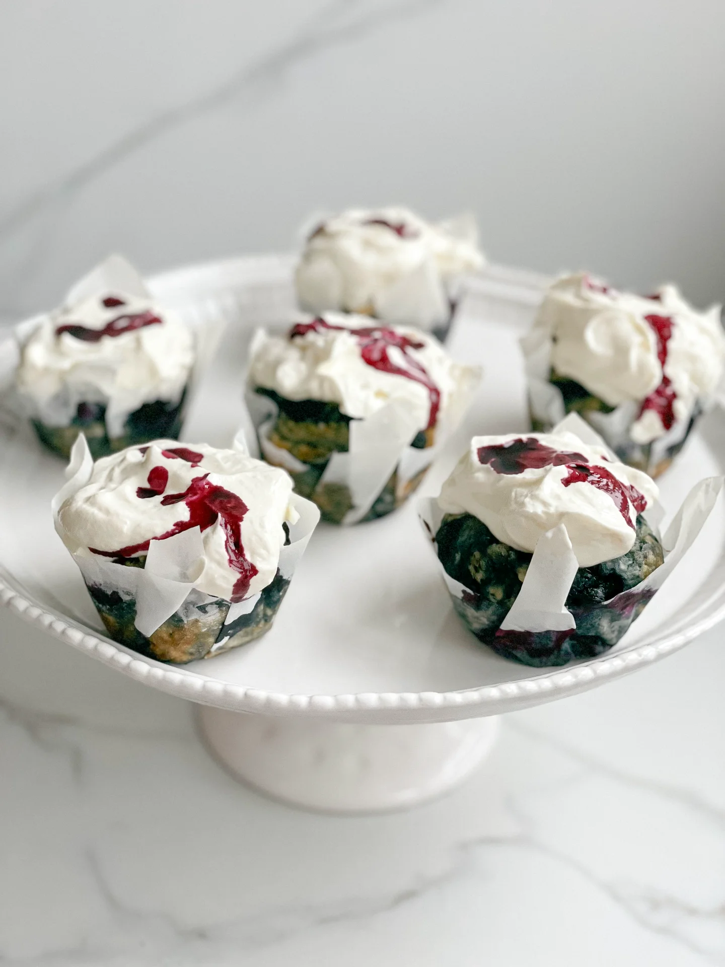 Light & Flavorful Blueberry Banana Cupcakes with Cream Cheese Frosting