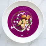 Spicy Red Cabbage Soup & Garlic Croûtons