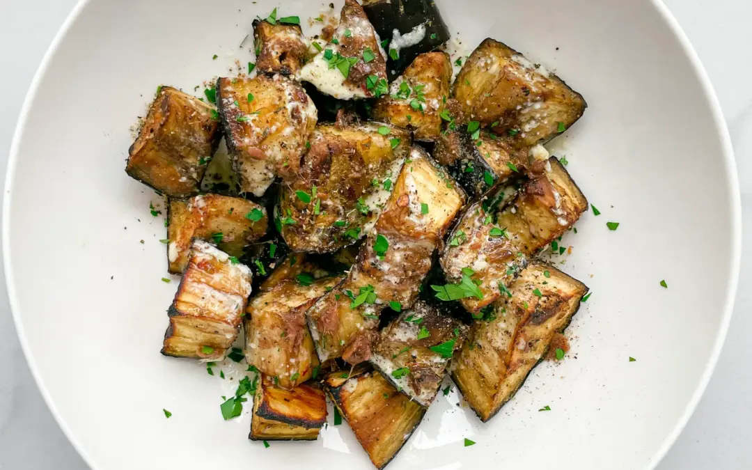 Roasted Eggplants with Parmesan Vinaigrette & Melted Anchovy Oil