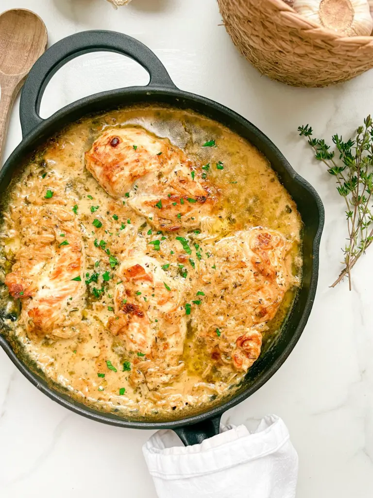 Sour Cream & Caramalized Onion Skillet Chicken