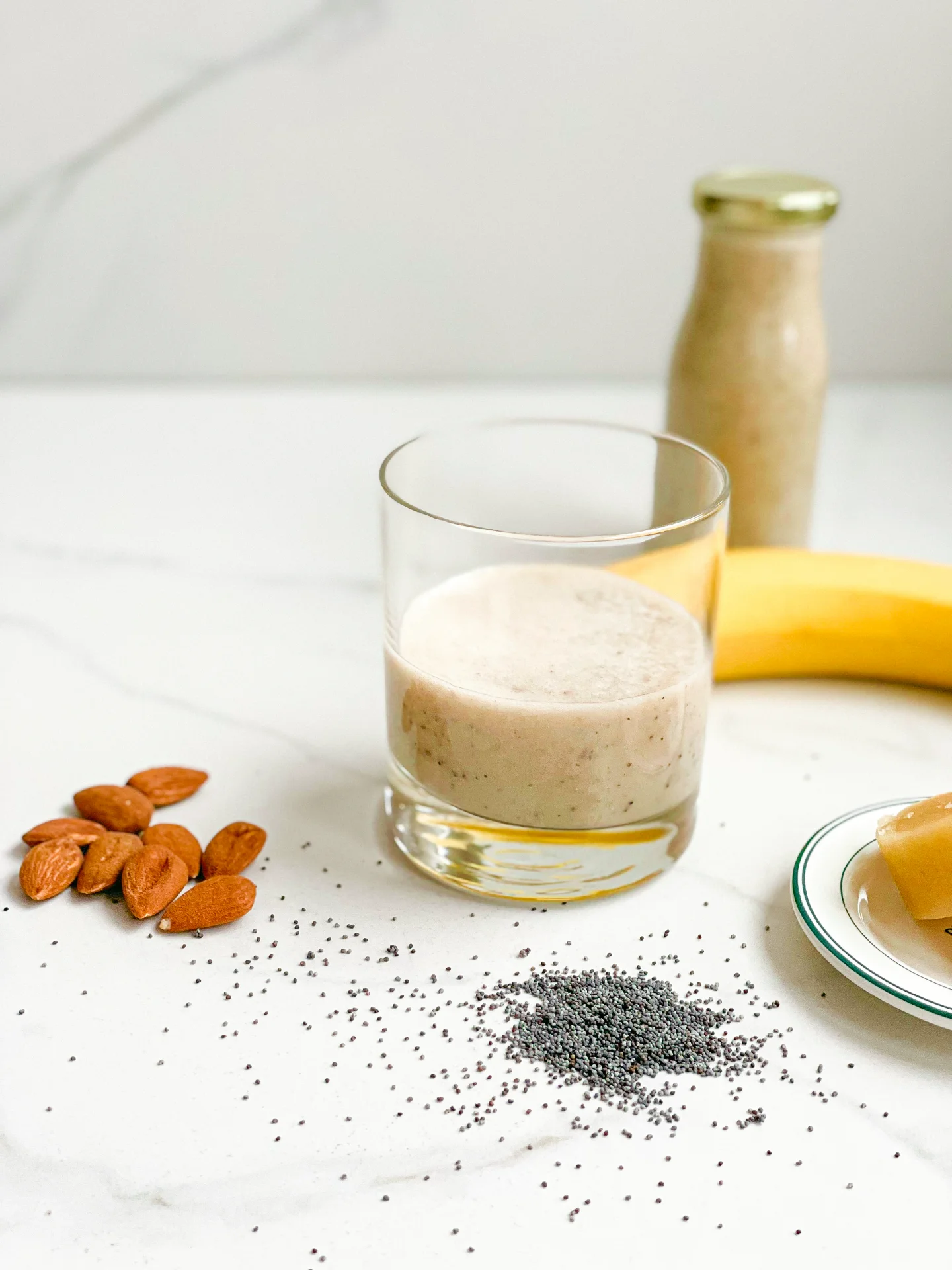 Banana Bliss Smoothie with Poppy Seeds Marzipan & Almond Butter