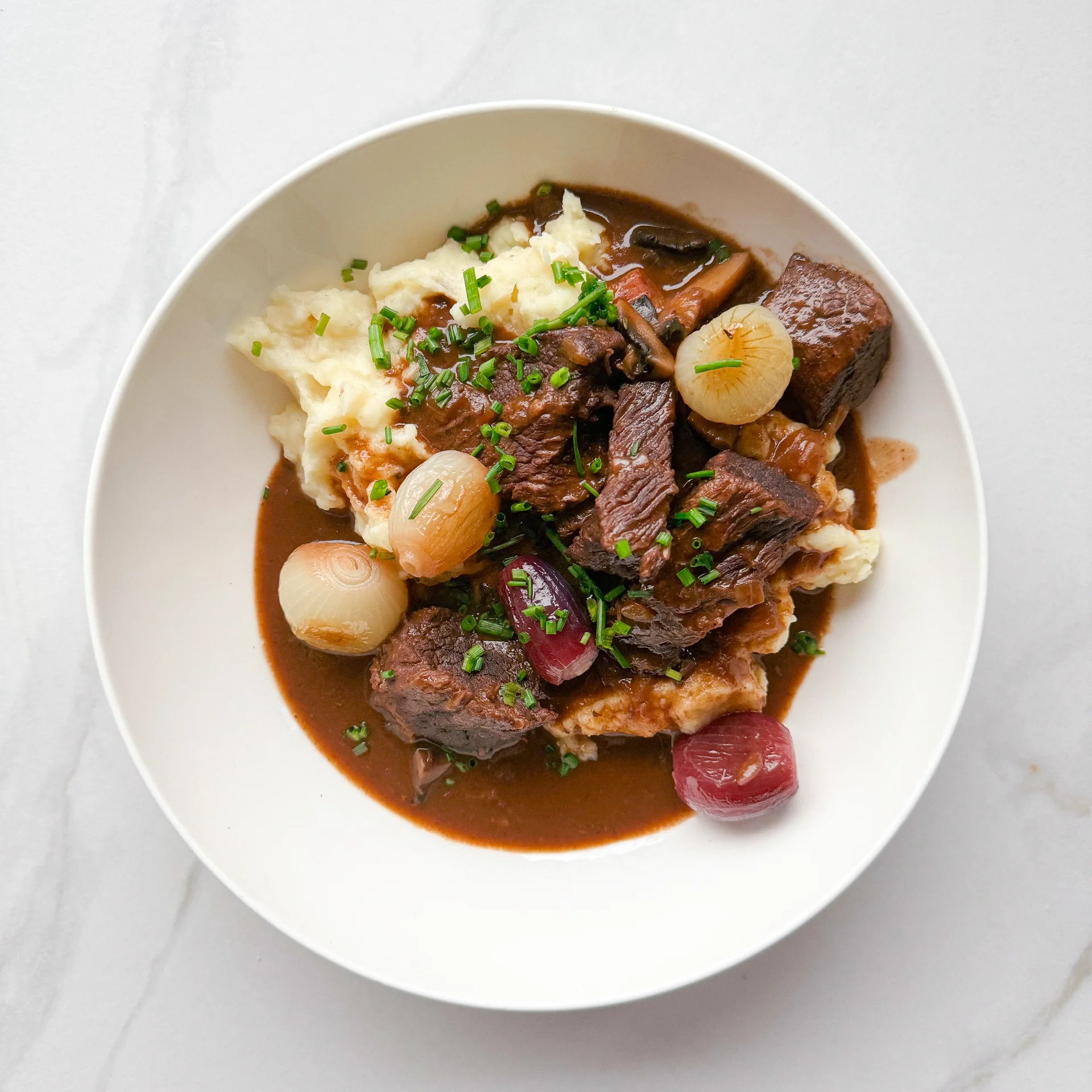 Boeuf Bourguignon With Mashed Potatoes & Pearl Onions
