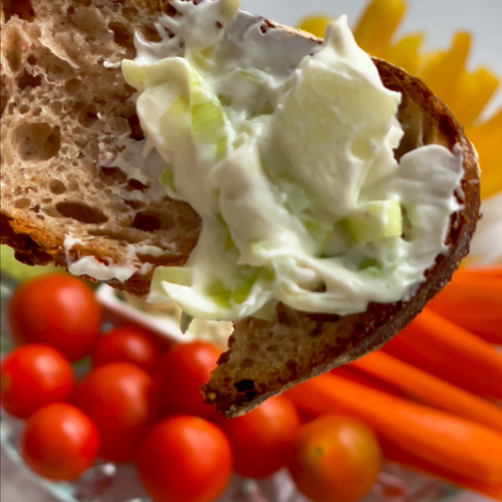 Apple Leek Dip with Veggies & Bread