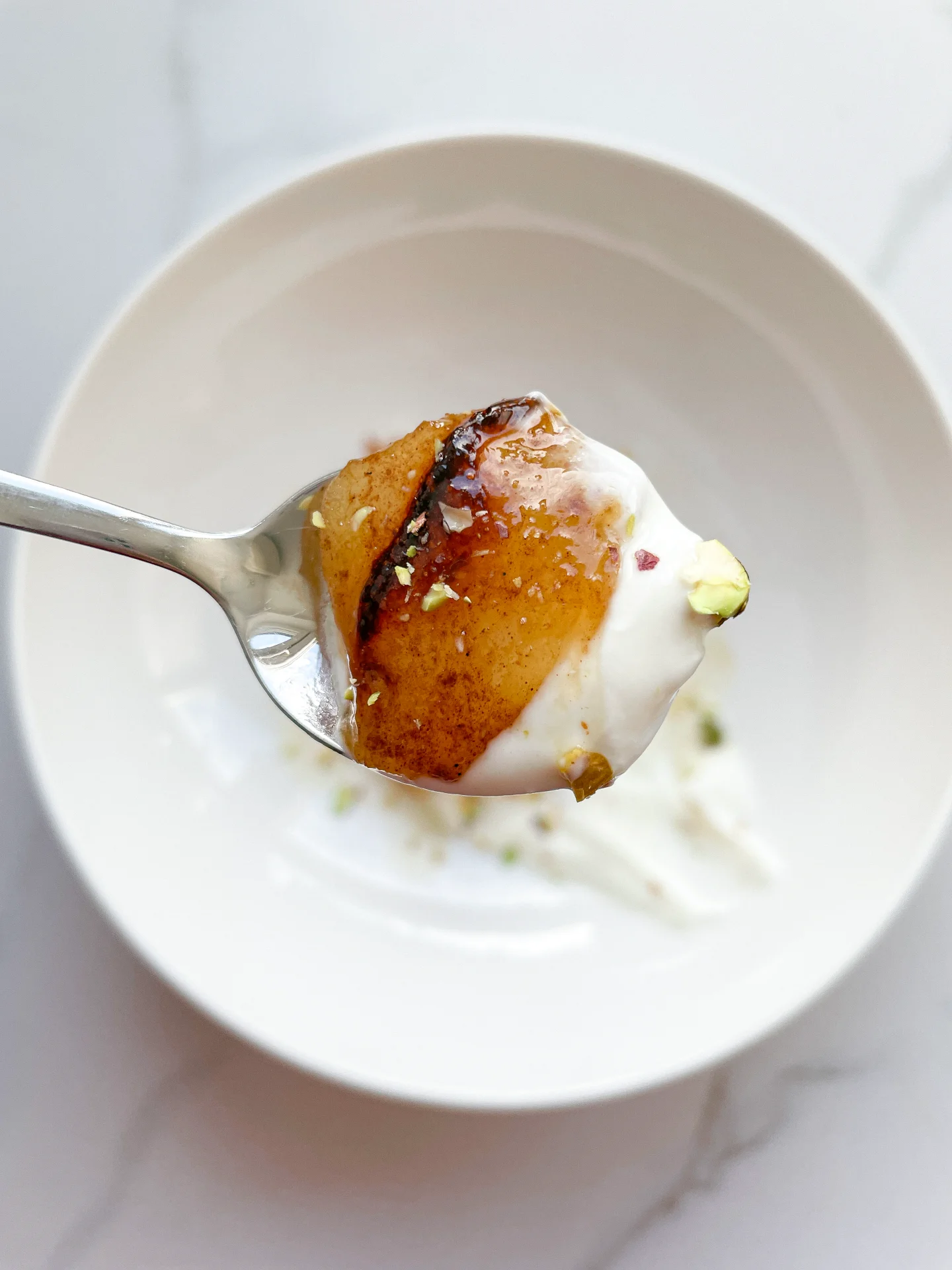 Maple Baked Pears with Yogurt & Pistachios