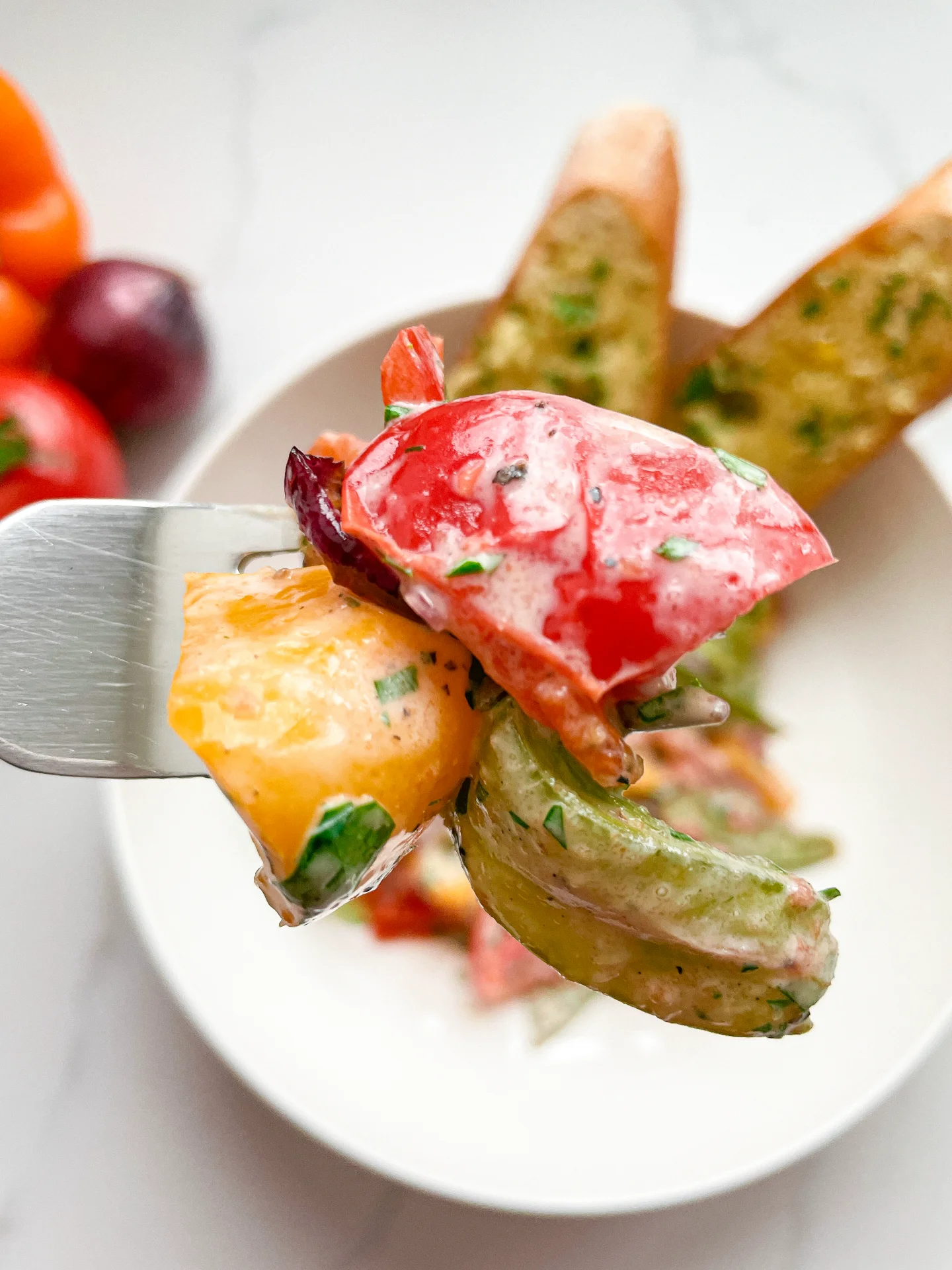 Warm Oven Baked Salad with Yogurt Thyme Honey Dressing