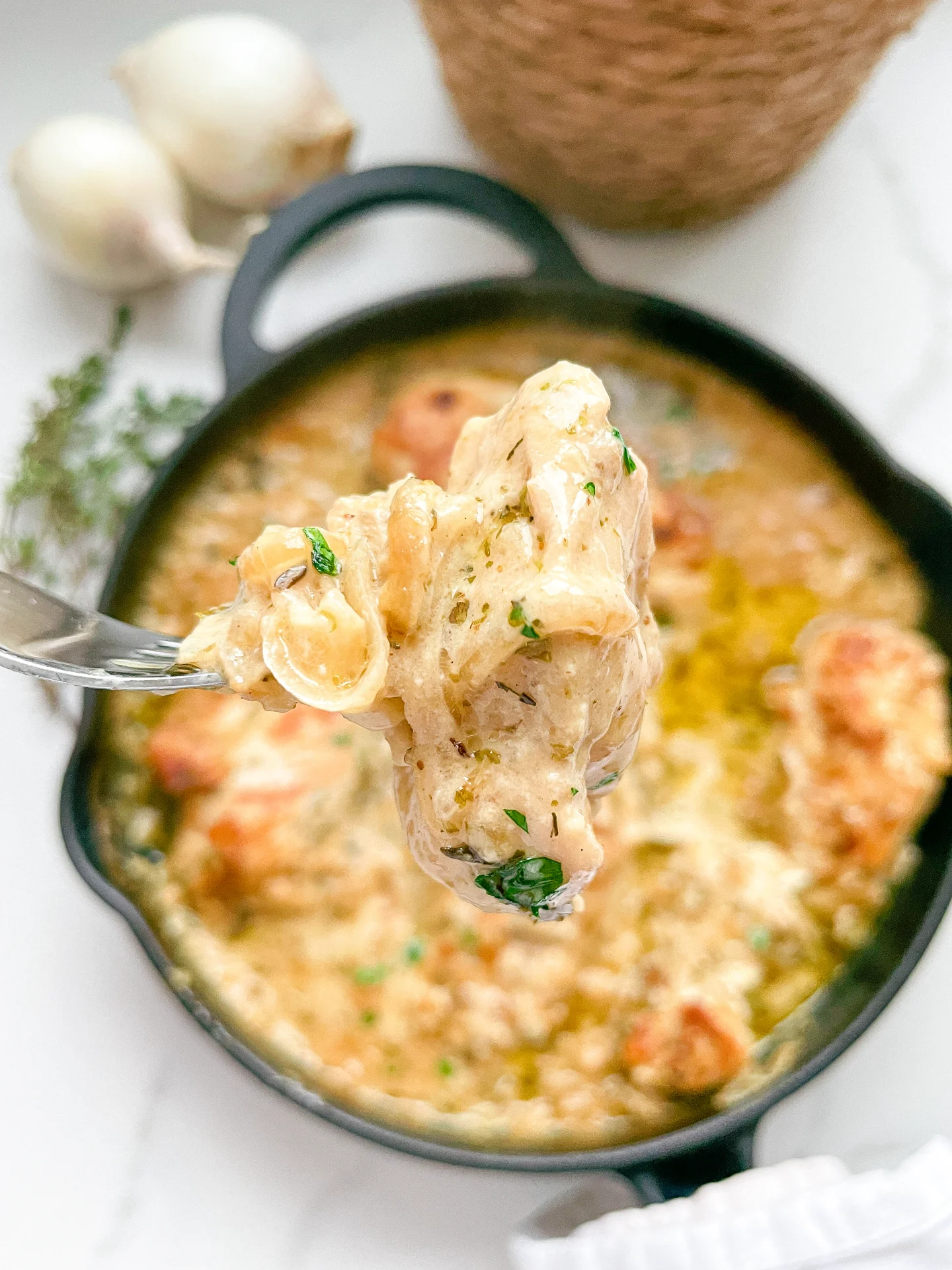 Sour Cream & Caramalized Onion Skillet Chicken