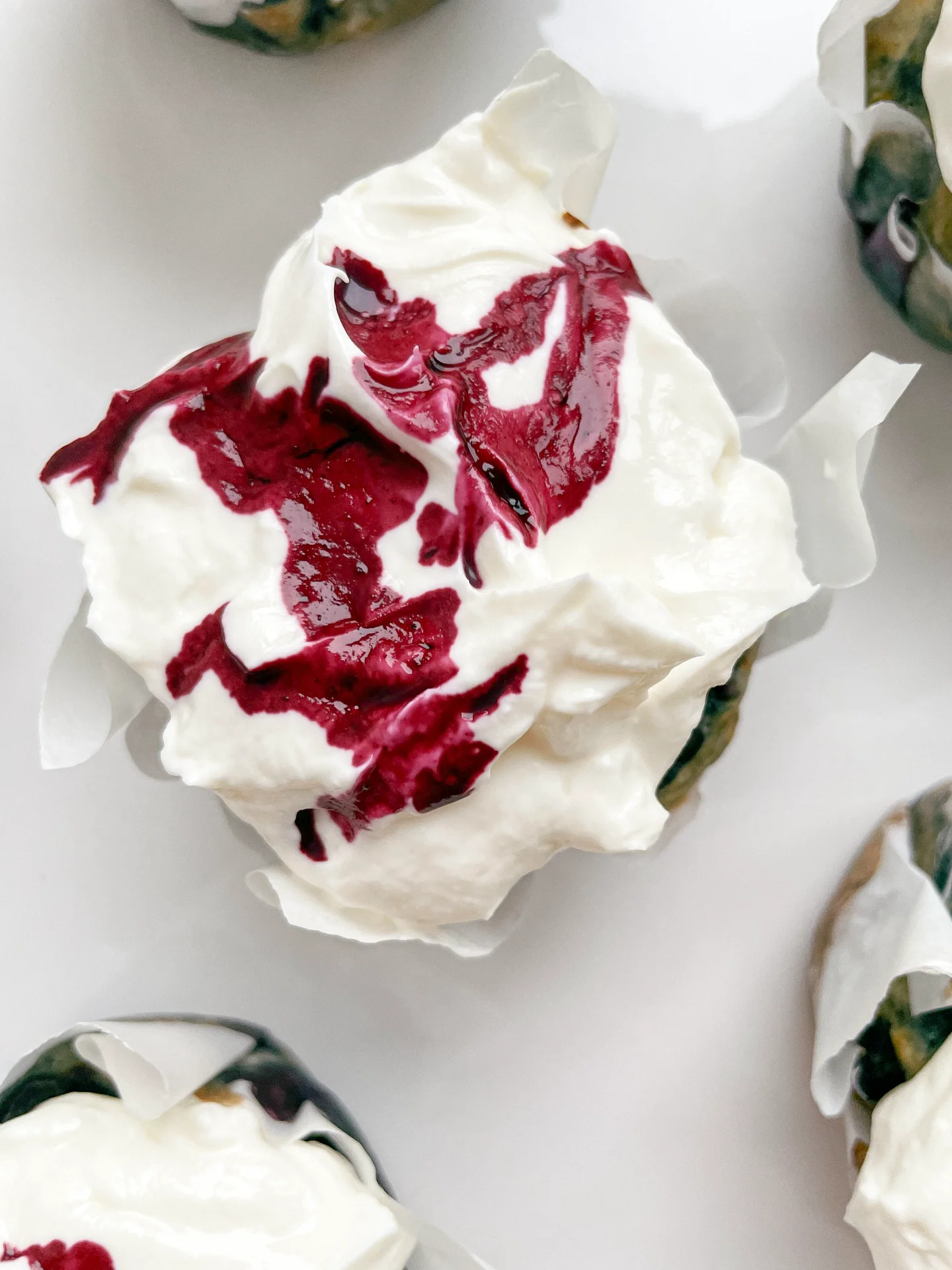 Light & Flavorful Blueberry Banana Cupcakes with Cream Cheese Frosting