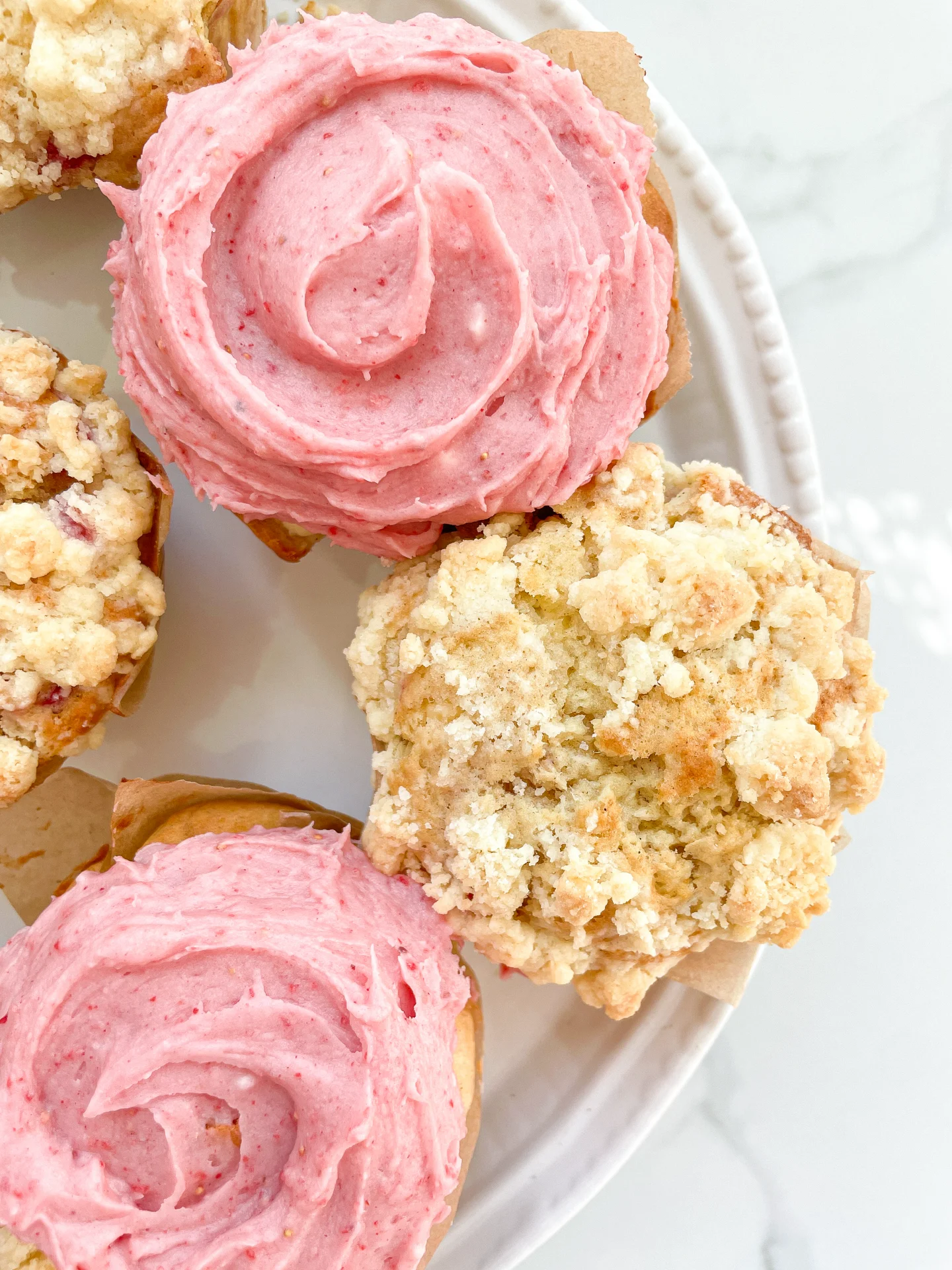 Strawberry Cupcakes with Cream Cheese Frosting & Cheesecake Filling