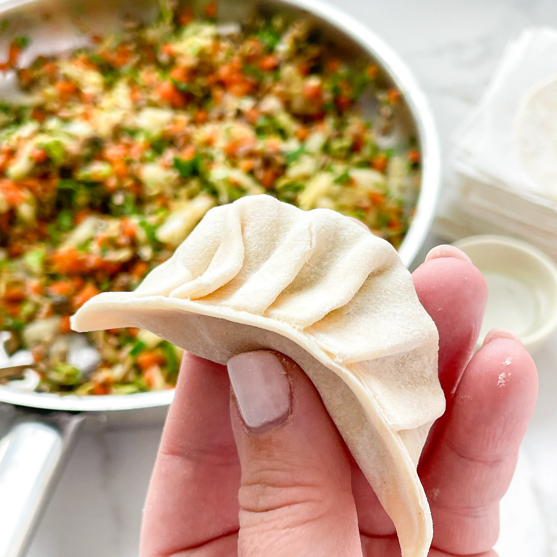 Vegan Dumplings in Sesame Miso Soup 