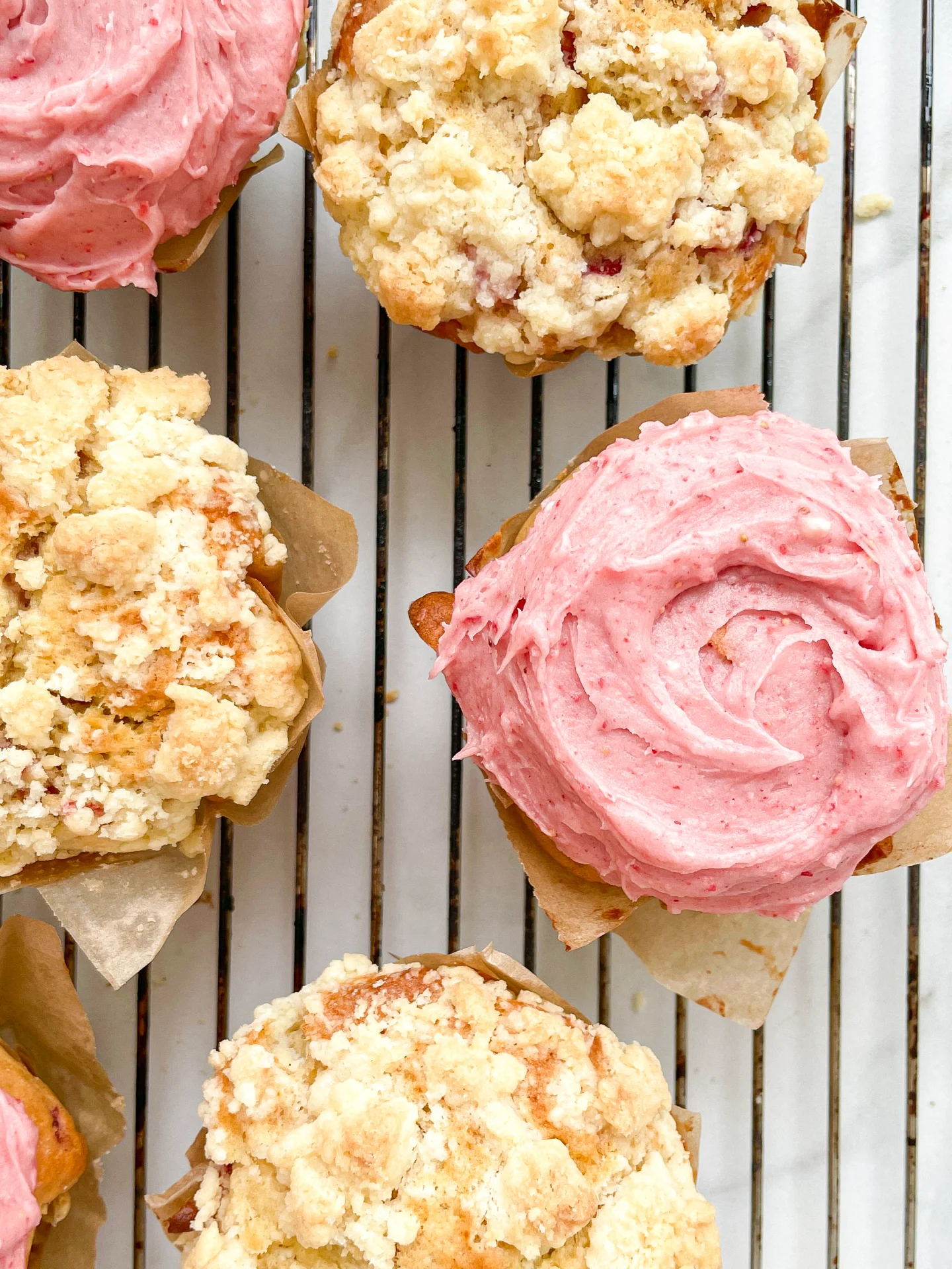 Strawberry Cupcakes with Cream Cheese Frosting & Cheesecake Filling