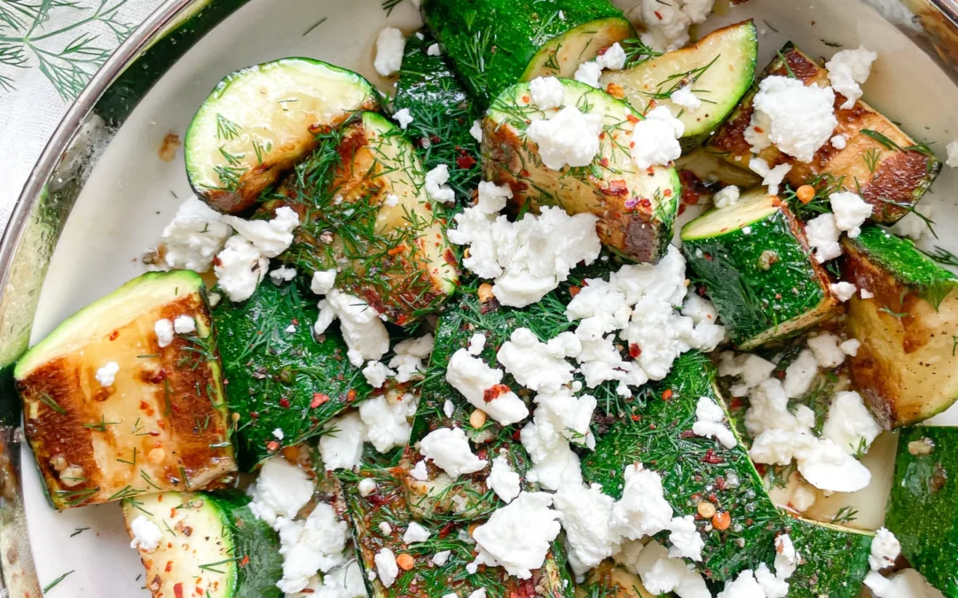 Roasted Honey Garlic Zucchini with Feta & Dill