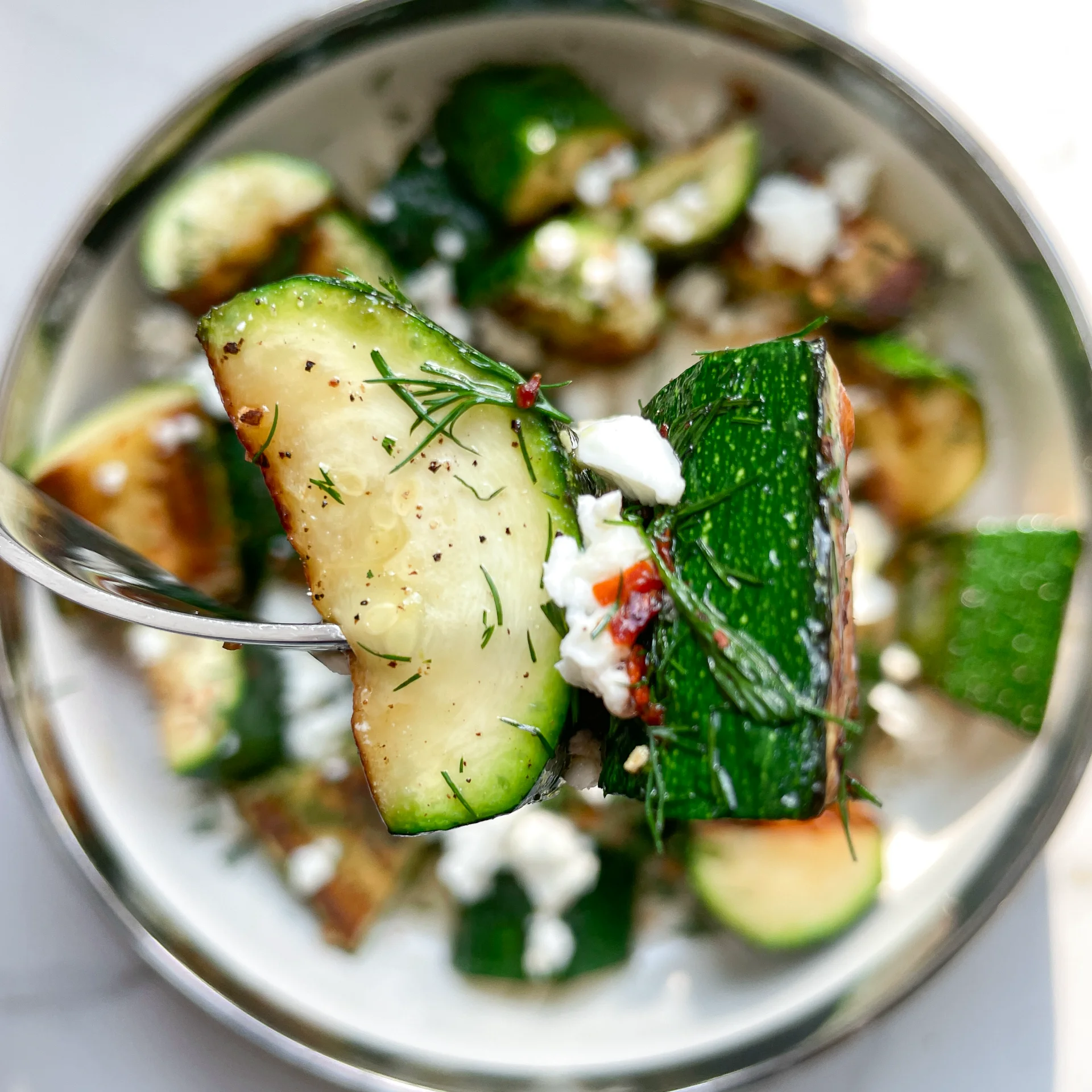 Roasted Honey Garlic Zucchini with Feta & Dill