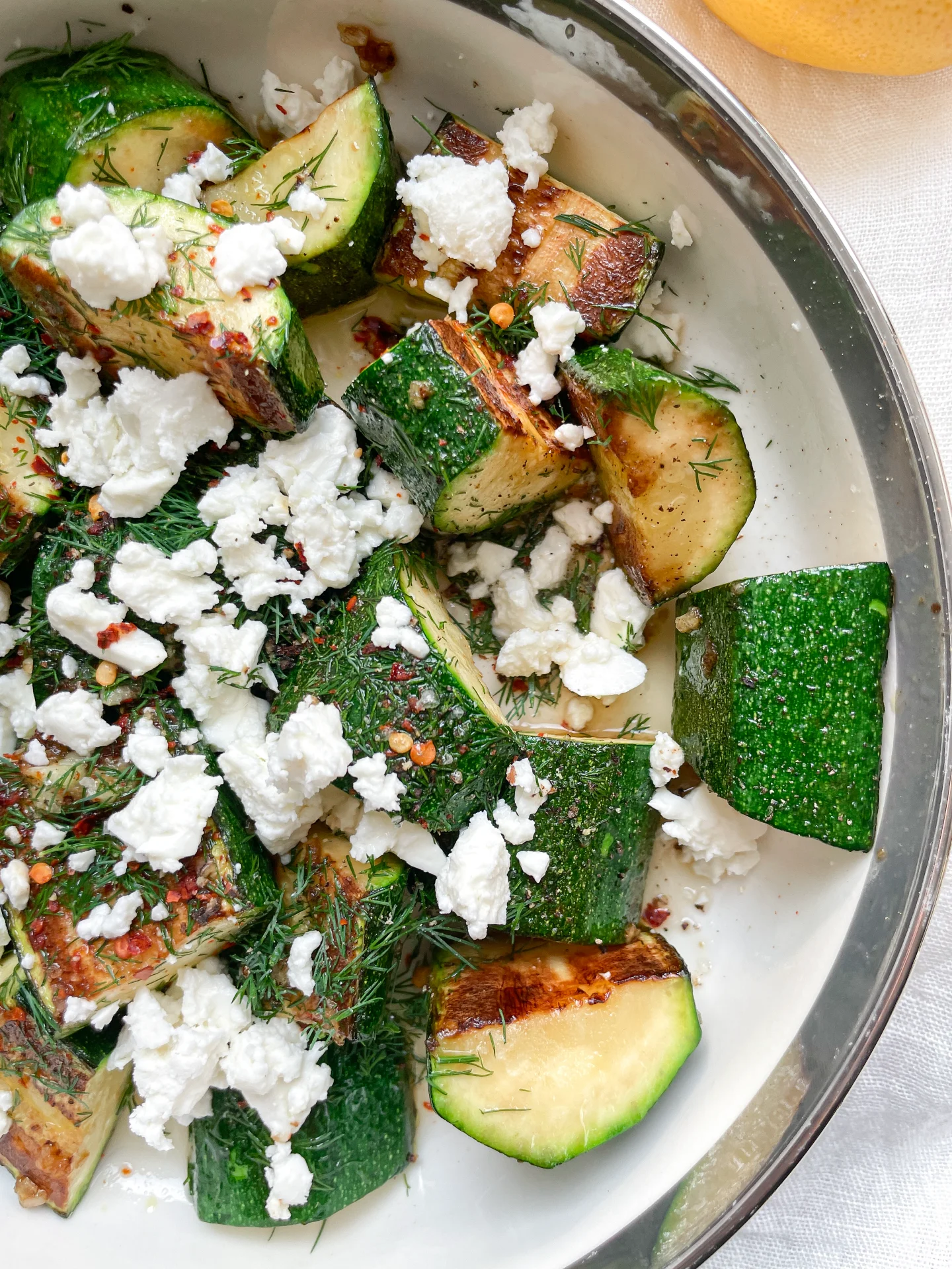 Roasted Honey Garlic Zucchini with Feta & Dill