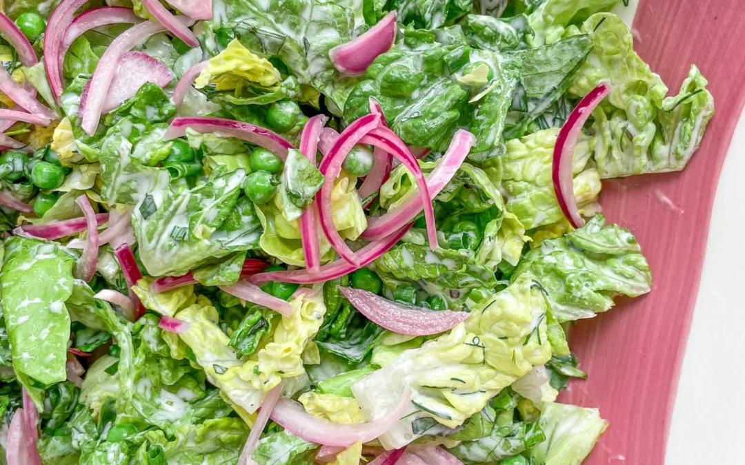 Green Herb Salad with Peas & Pickled Onions