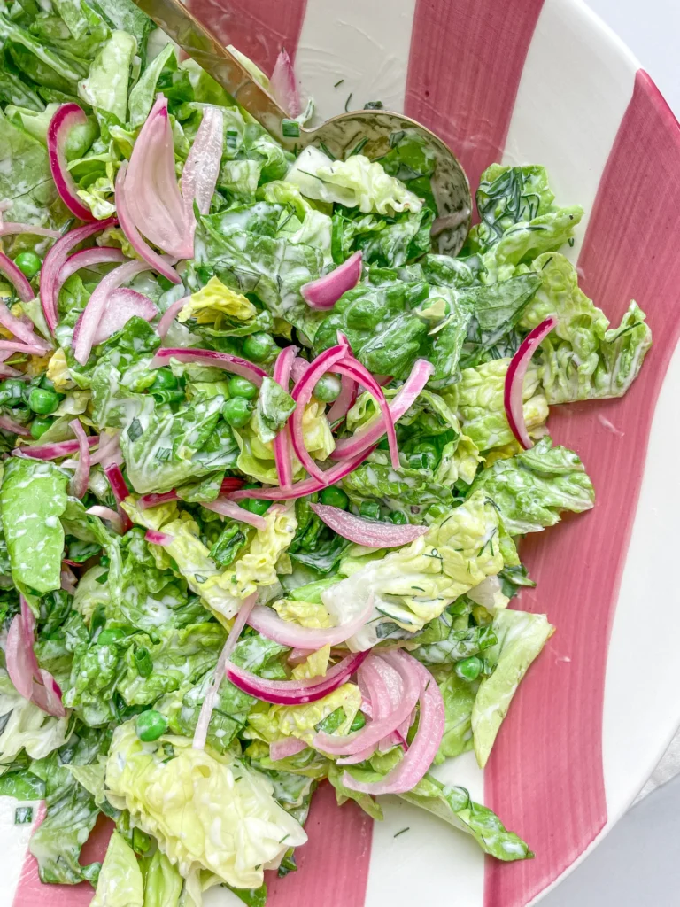 Green Herb Salad with Peas & Pickled Onions