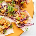 Crispy Rice Paper with Mango Avocado Cashew Salad