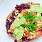 Salmon Flatbread with Slaw & Cilantro Yogurt Sauce