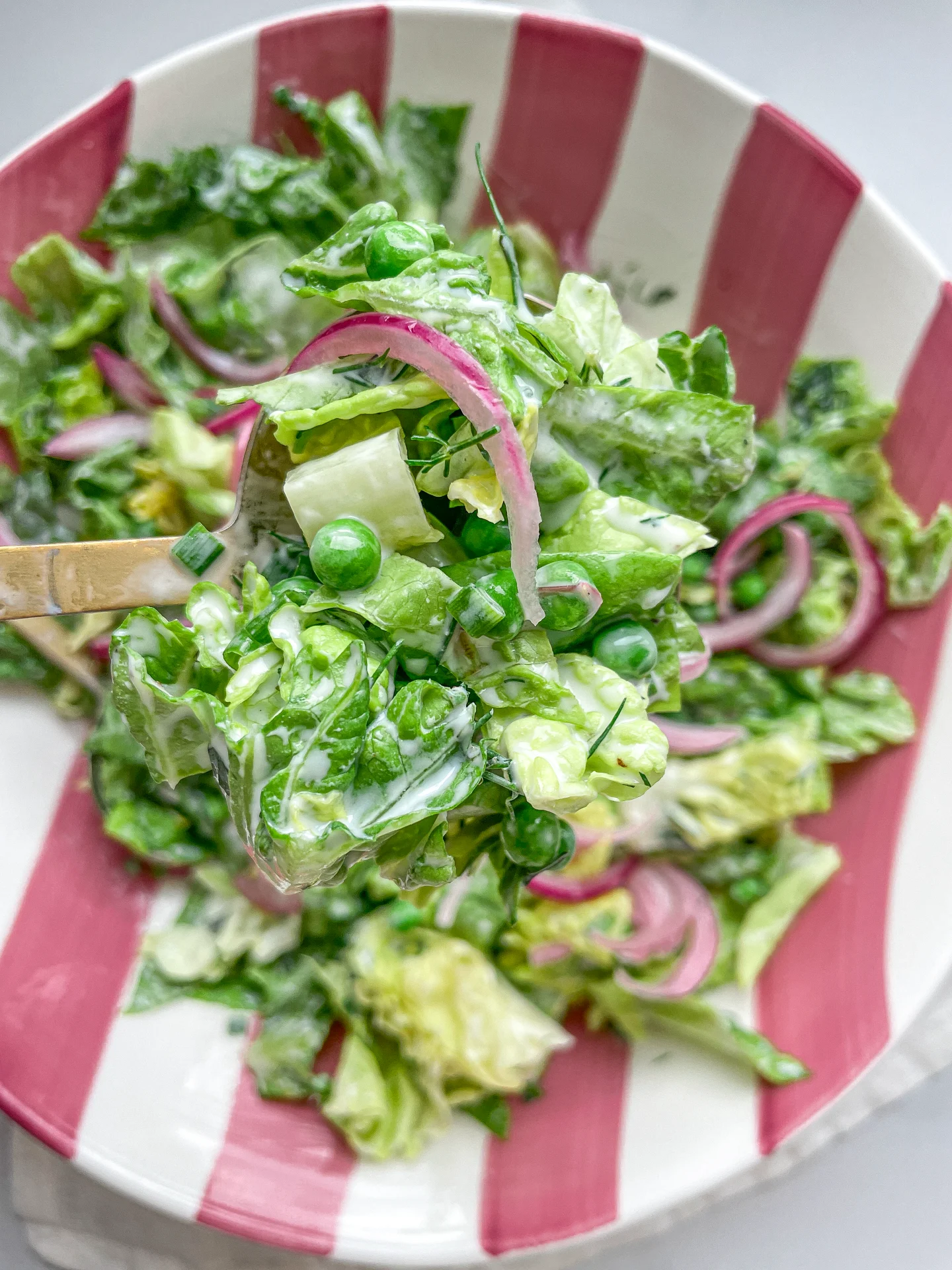 Green Herb Salad with Peas & Pickled Onions