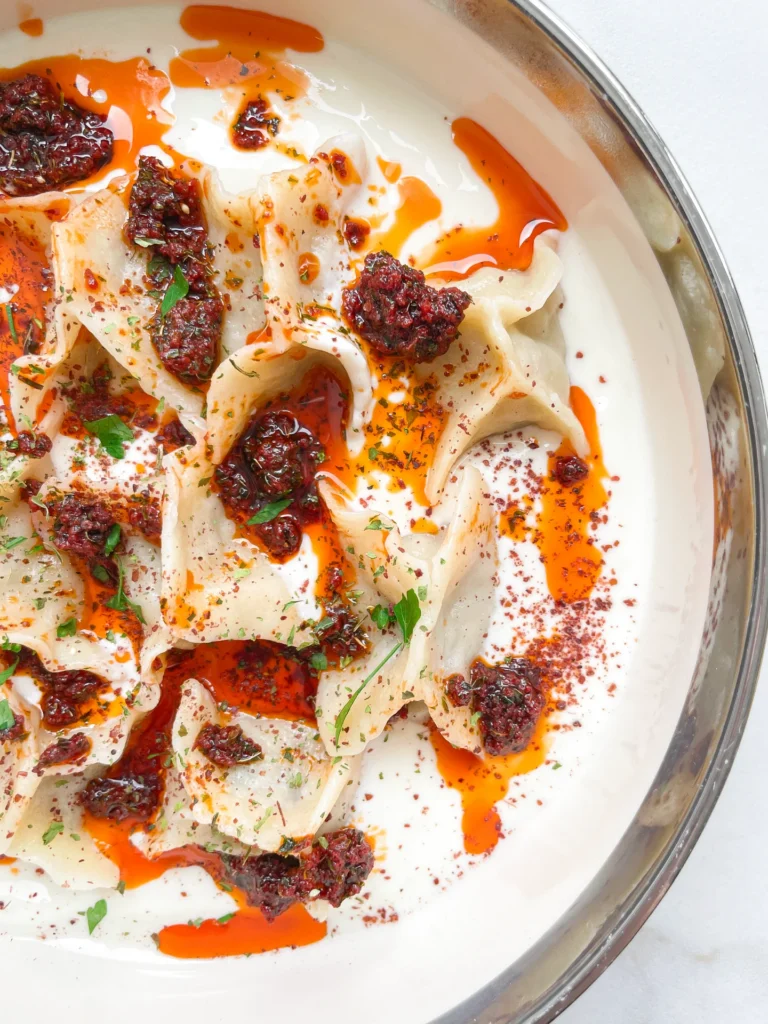 Turkish Beef Manti in Yogurt Sauce