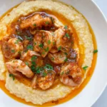 Cajun Shrimps with Honey Glaze & Cheesy Polenta