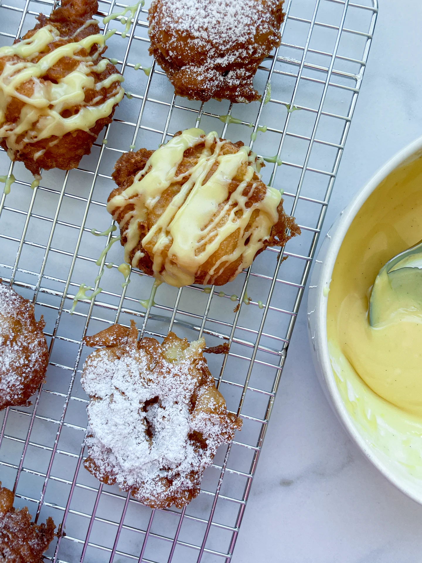 Apple Fritters with Lemon Vanilla Glaze