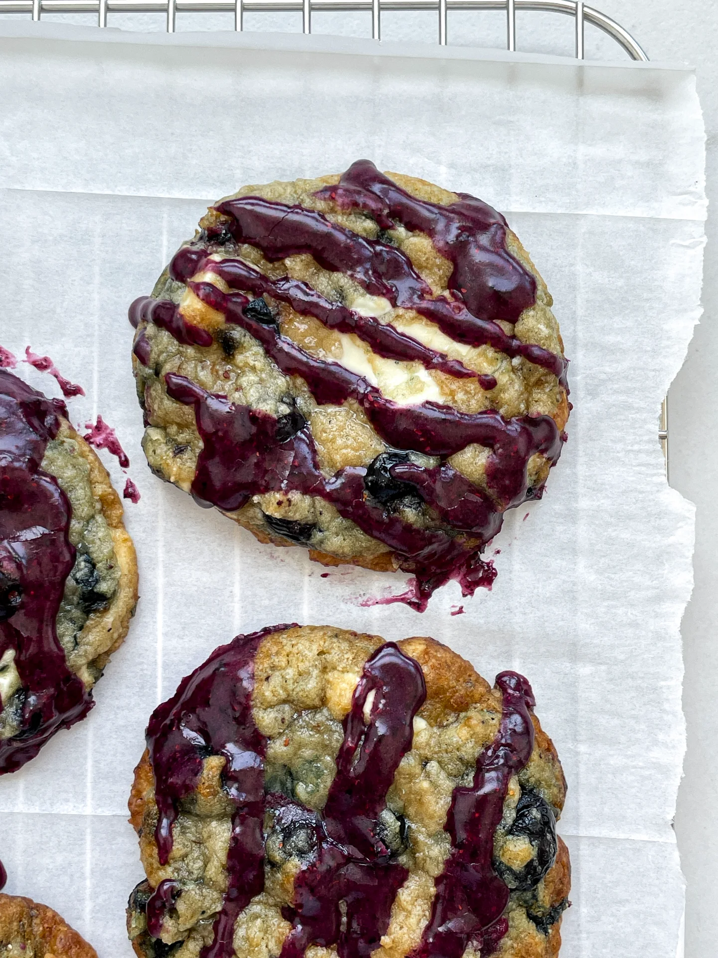 White Chocolate Blueberry Cookies & Blueberry Icing