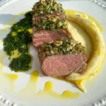 Pork Tenderloin with Parmesan Herb Crust Potato Puree & Gremolata