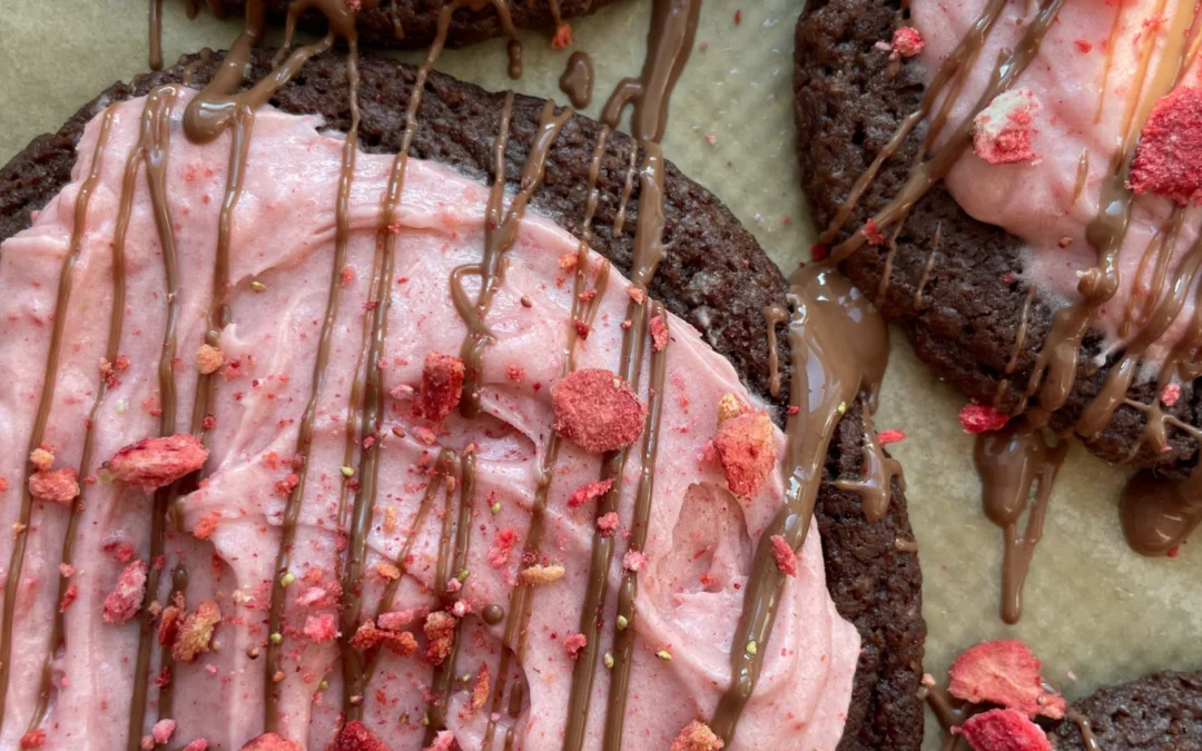 Double Chocolate Cookies with Strawberry Frosting