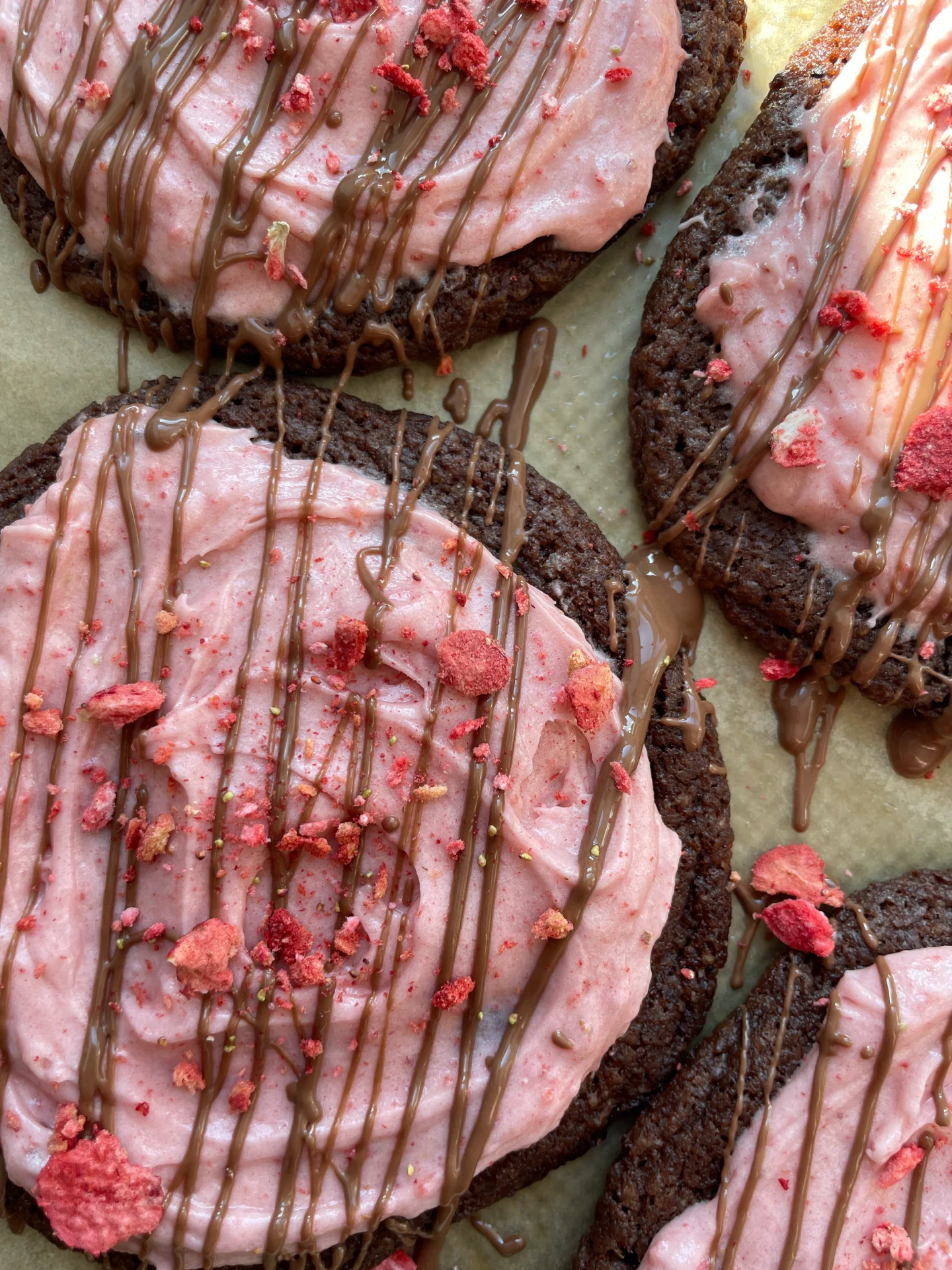 Double Chocolate Cookies with Strawberry Frosting