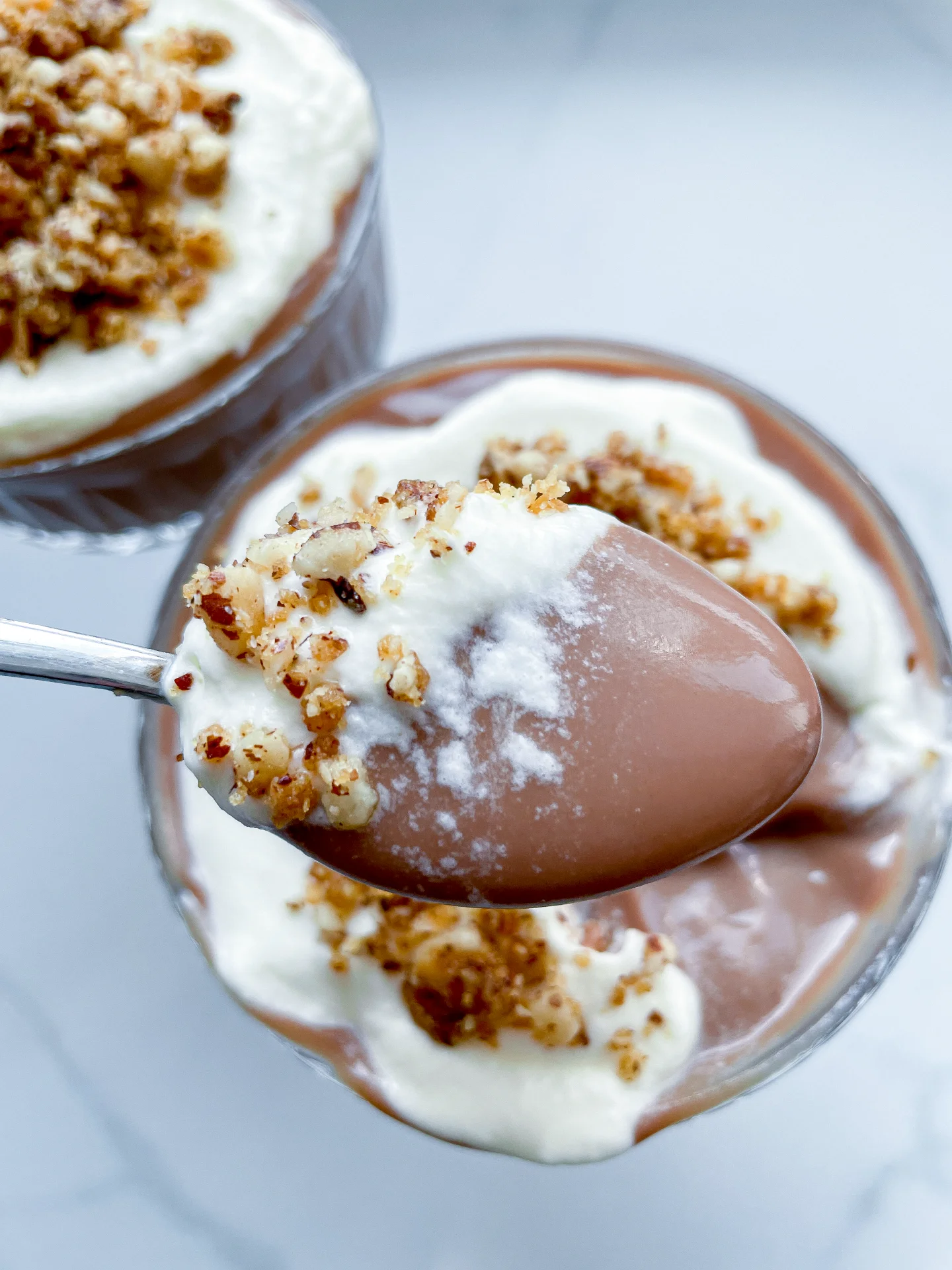 Milk Chocolate Pudding with Chantilly Cream & Hazelnut Brittle