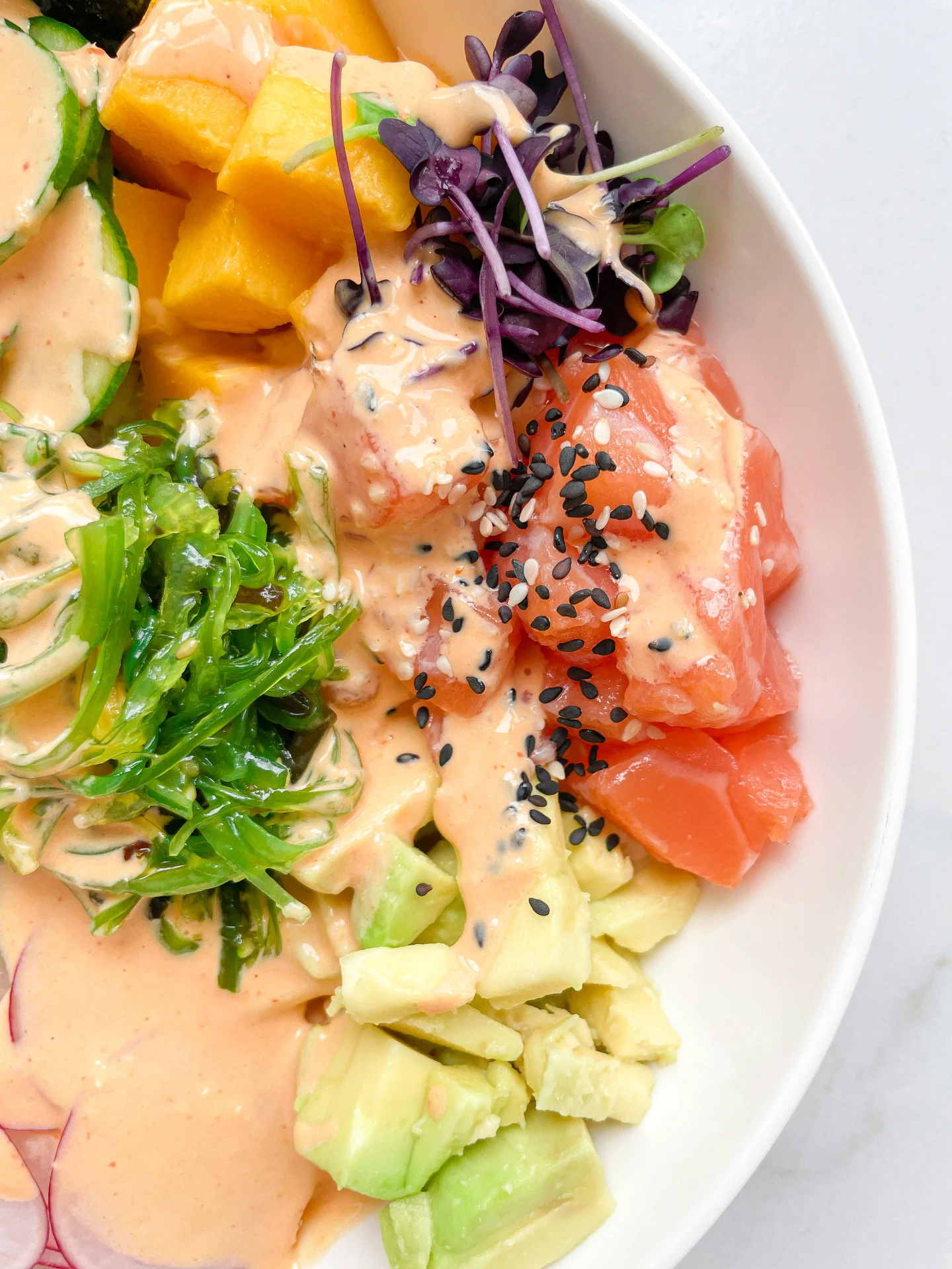 Salmon Poke Bowl & Spicy Mayo Sauce