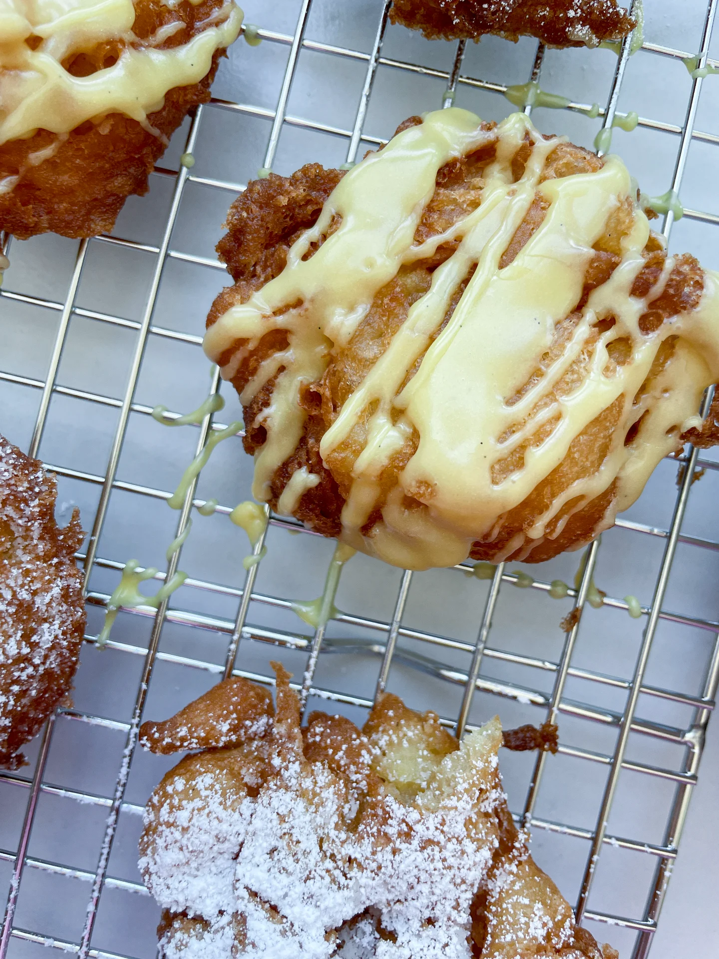 Apple Fritters with Lemon Vanilla Glaze