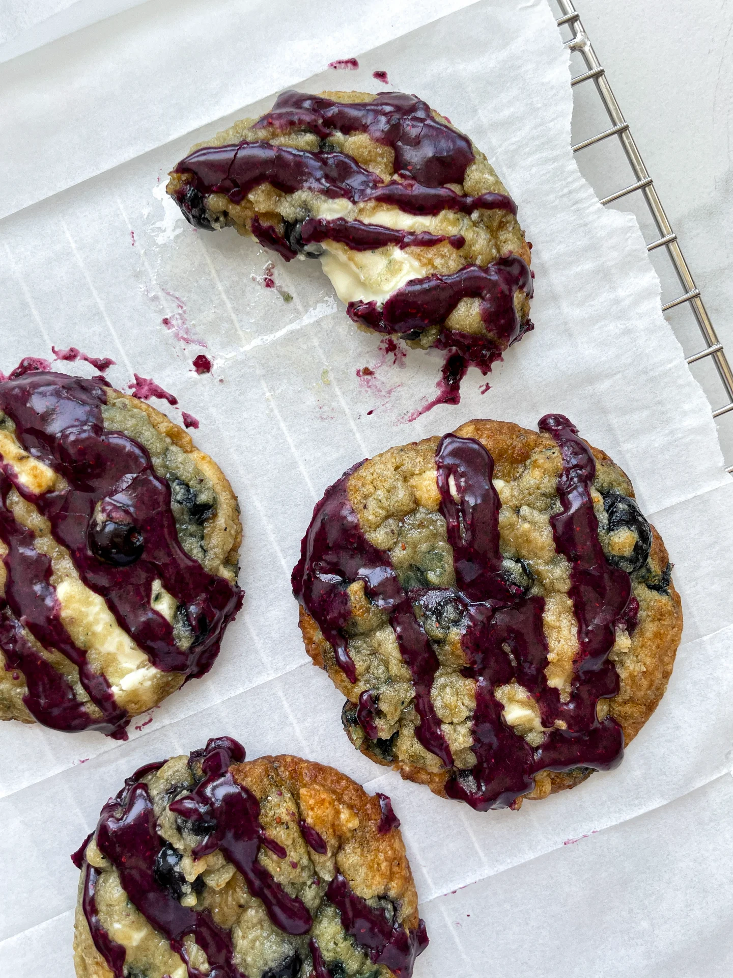 White Chocolate Blueberry Cookies & Blueberry Icing