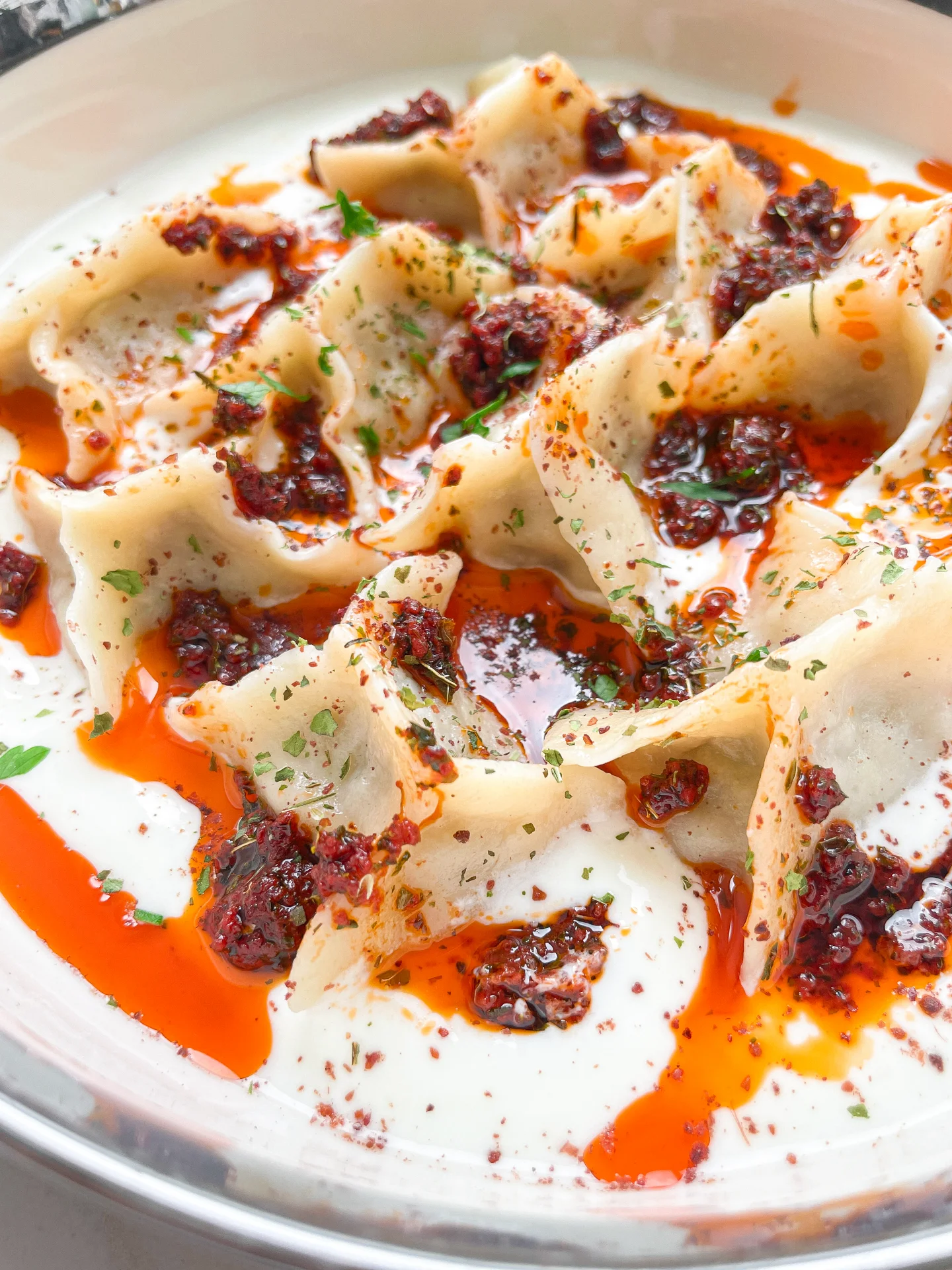 Turkish Beef Manti in Yogurt Sauce