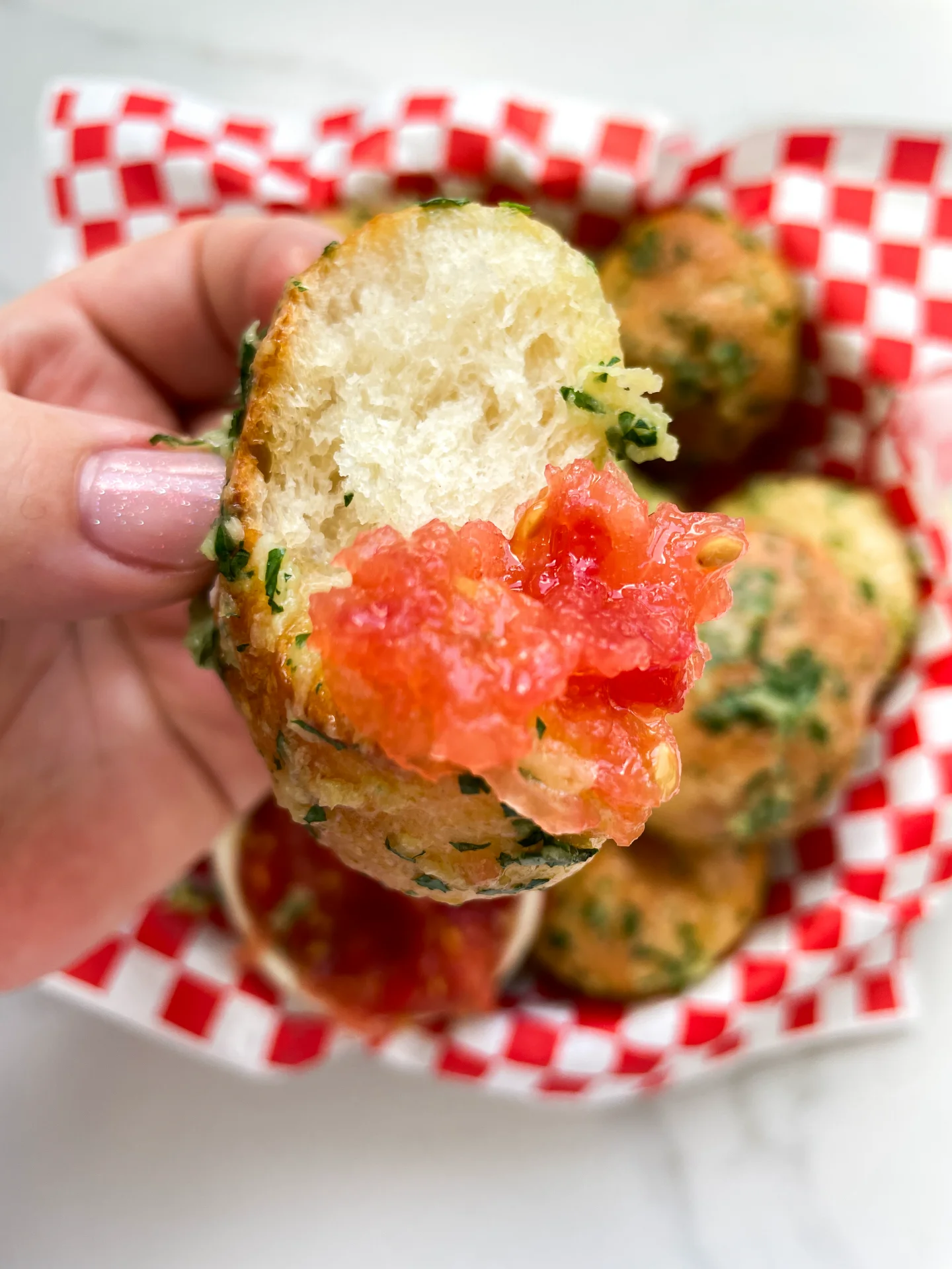 Garlic Parmesan Butter Knots & Grated Tomato Dip