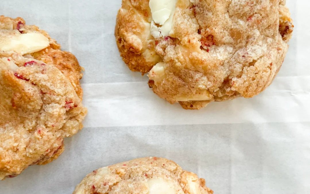 White Chocolate Strawberry Macadamia Cookies