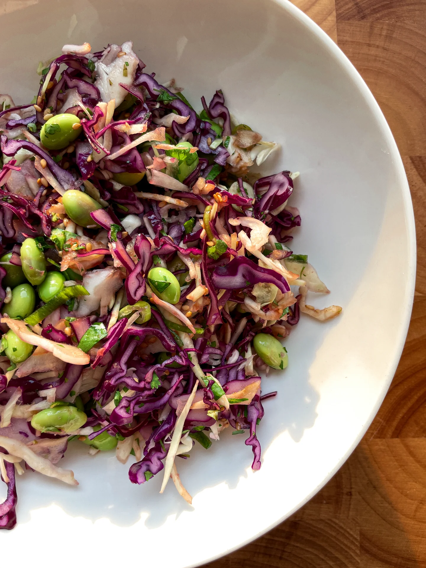 Crispy Chicken with Peanut Coconut Sauce & Edamame Slaw