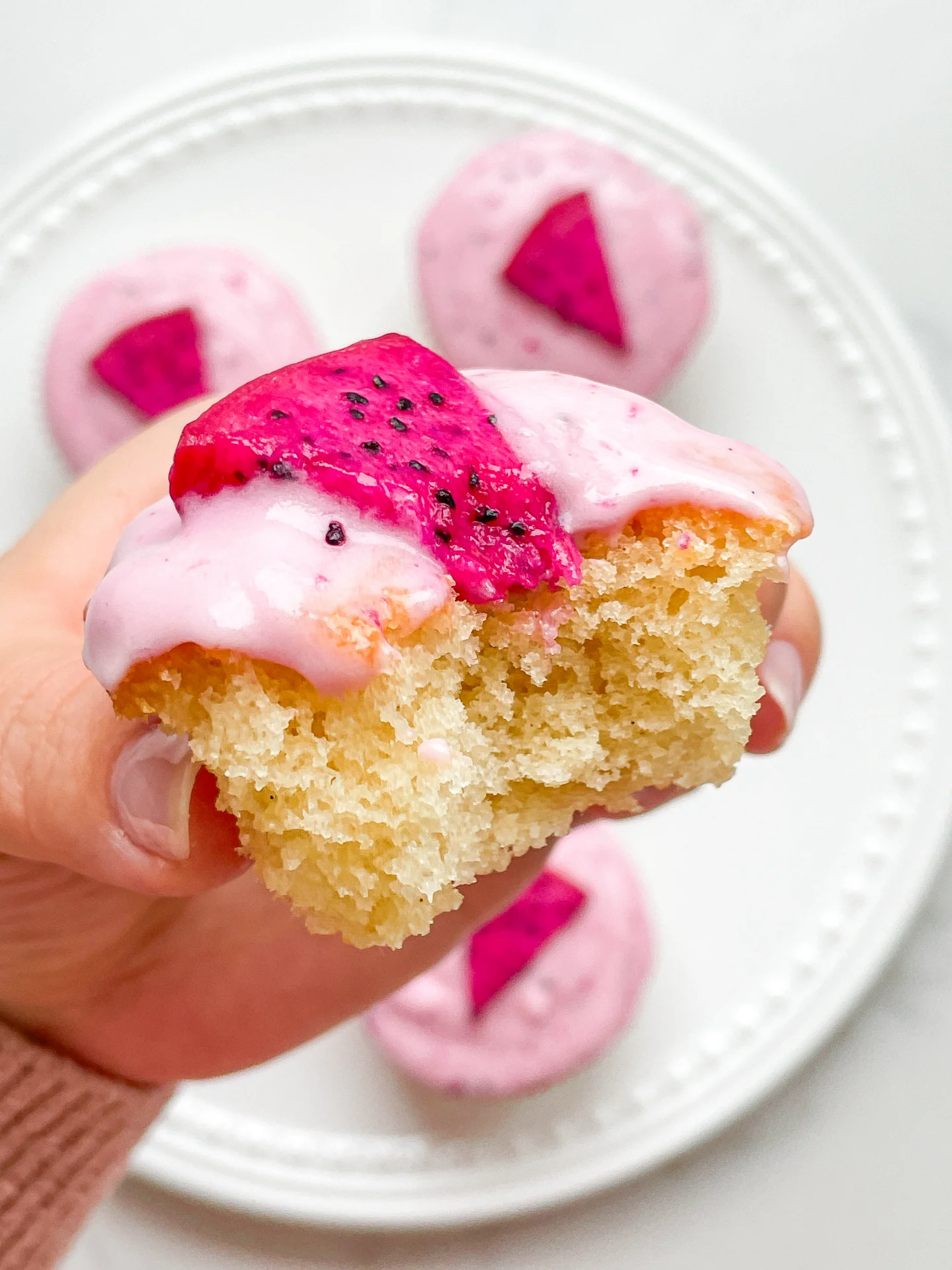 Vanilla Cupcakes with Pink Dragonfruit Frosting