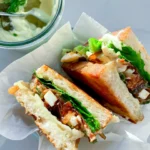 Crispy Sandwich with Egg Salad Spicy Bacon & Caramalized Onions