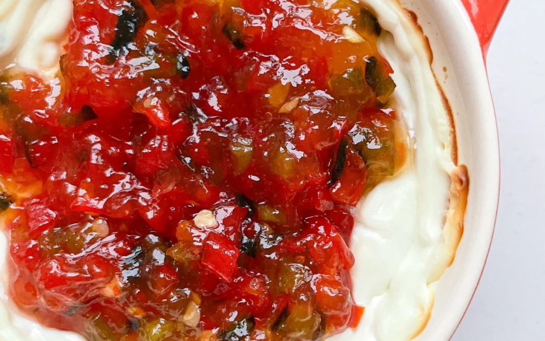 Baked Goat Cream Cheese & Hot Pepper Jelly