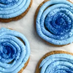 White Chocolate Cookies with Blue Spirulina Butter Cream Frosting